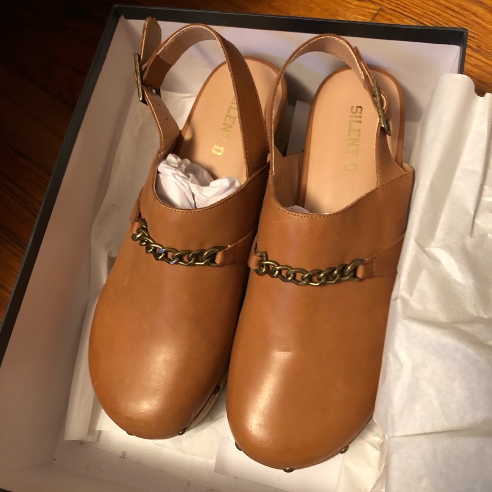 Silent D Women's Brown Leather Slingback Mules